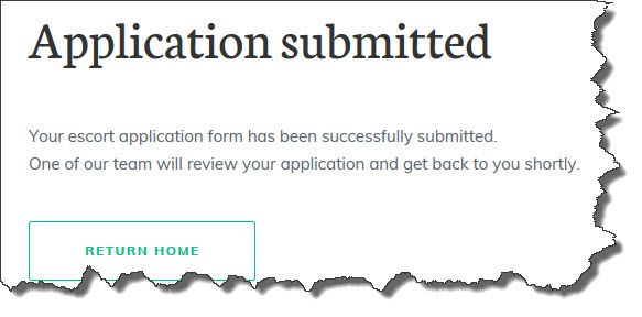 Escort Application - Escort Submitted Escort Application - Escort Submitted