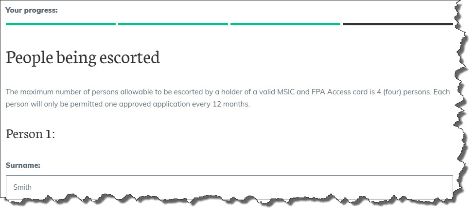 Escort Application - People Being Escorted Escort Application - People Being Escorted